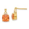 14K Yellow Gold Synthetic Checkerboard Citrine & Diamond Earrings