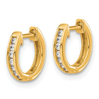 Load image into Gallery viewer, 14k Gold Polished Diamond Hinged Hoop Earrings
