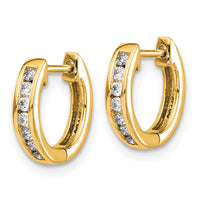 Load image into Gallery viewer, 14k Gold Polished Diamond Hinged Hoop Earrings
