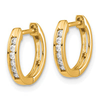 Load image into Gallery viewer, 14k Gold Polished Diamond Hinged Hoop Earrings
