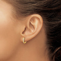 Load image into Gallery viewer, 14k Gold Polished Diamond Hinged Hoop Earrings
