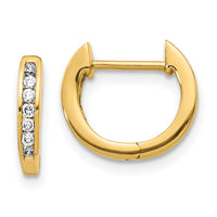 Load image into Gallery viewer, 14k Gold Polished Diamond Hinged Hoop Earrings
