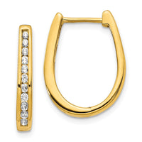 Load image into Gallery viewer, 14k Diamond Oval Hinged Hoop Earrings
