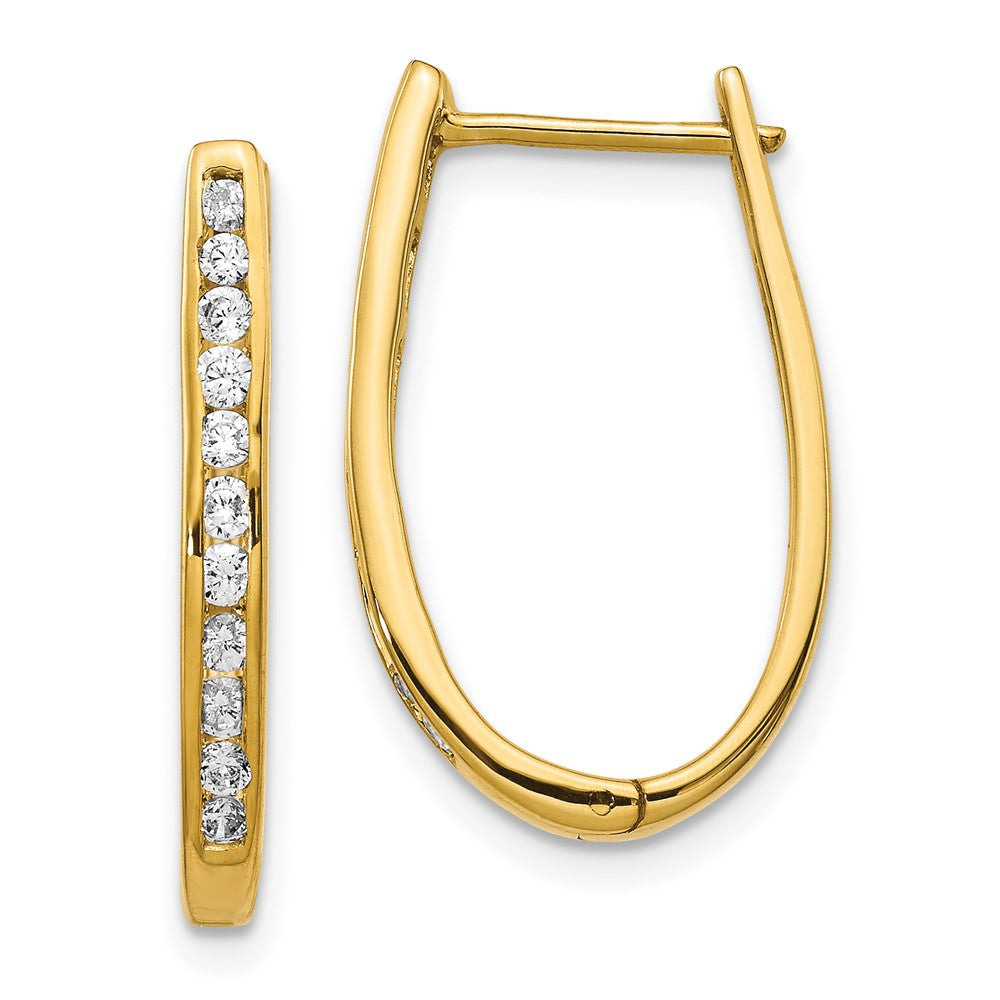 14k Diamond Oval Hinged Hoop Earrings