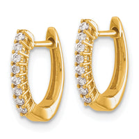 Load image into Gallery viewer, 14k Gold Polished Diamond Hinged Hoop Earrings
