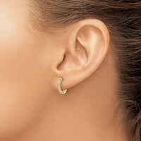 Load image into Gallery viewer, 14k Gold Polished Diamond Hinged Hoop Earrings
