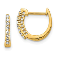 Load image into Gallery viewer, 14k Gold Polished Diamond Hinged Hoop Earrings
