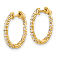 Load image into Gallery viewer, 14k Gold Polished Diamond In/Out Hinged Hoop Earrings

