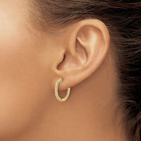 Load image into Gallery viewer, 14k Gold Polished Diamond In/Out Hinged Hoop Earrings
