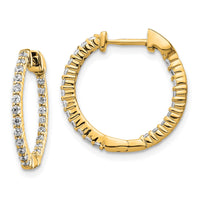 Load image into Gallery viewer, 14k Gold Polished Diamond In/Out Hinged Hoop Earrings
