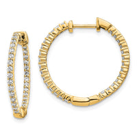 Load image into Gallery viewer, 14k Gold Polished Diamond In/Out Hinged Hoop Earrings
