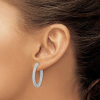 Load image into Gallery viewer, 14k White Gold 1 1/2Ctw Hinged Hoop Diamond Earrings
