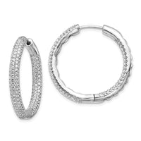 Load image into Gallery viewer, 14k White Gold 1 1/2Ctw Hinged Hoop Diamond Earrings
