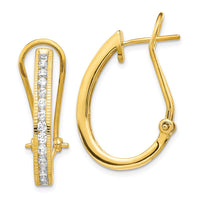 Load image into Gallery viewer, 14k Gold Diamond Omega Back Hoop Earrings
