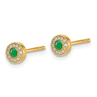 Load image into Gallery viewer, 14k Diamond and Emerald Halo Post Earrings
