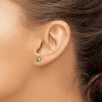 Load image into Gallery viewer, 14k Diamond and Emerald Halo Post Earrings
