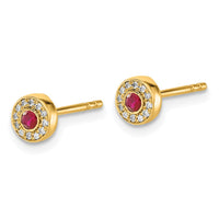 Load image into Gallery viewer, 14k Diamond and Ruby Halo Post Earrings
