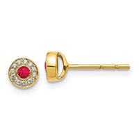 Load image into Gallery viewer, 14k Diamond and Ruby Halo Post Earrings
