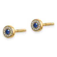 Load image into Gallery viewer, 14k Diamond and Sapphire Halo Post Earrings
