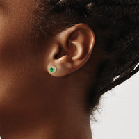 Load image into Gallery viewer, 14k Gold Diamond and Emerald Halo Post Earrings
