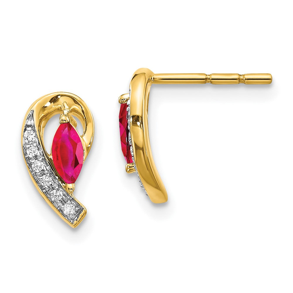 14k Diamond and Ruby Earrings
