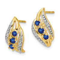 Load image into Gallery viewer, 14k Gold w/ Sapphire and Diamond Polished Post Earrings
