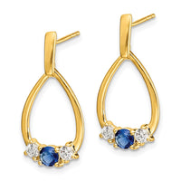 Load image into Gallery viewer, 14k  Blue and White Sapphire Post Dangle Earrings
