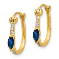 Load image into Gallery viewer, 14k 1/20ct Diamond and Sapphire Hinged Hoop Earrings
