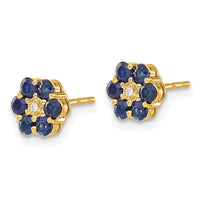 Load image into Gallery viewer, 14k and Rhodium Sapphire and Diamond Post Earrings
