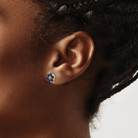 Load image into Gallery viewer, 14k and Rhodium Sapphire and Diamond Post Earrings
