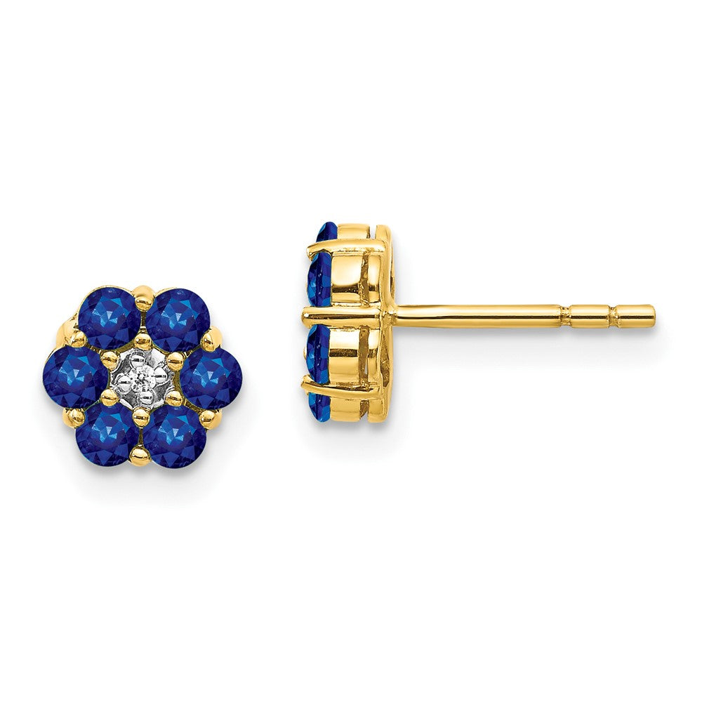14k and Rhodium Sapphire and Diamond Post Earrings