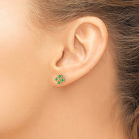 Load image into Gallery viewer, 14k Gold Emerald and Diamond Post Earrings
