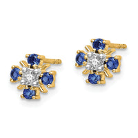 Load image into Gallery viewer, 14k Gold Blue Sapphire and Diamond Post Earrings
