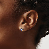 Load image into Gallery viewer, 14k Gold Blue Sapphire and Diamond Post Earrings
