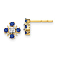 Load image into Gallery viewer, 14k Gold Blue Sapphire and Diamond Post Earrings
