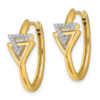 Load image into Gallery viewer, 14k Polished Double Triangle Hinged Hoop Earrings
