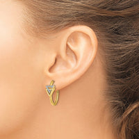 Load image into Gallery viewer, 14k Polished Double Triangle Hinged Hoop Earrings
