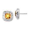 Sterling Silver Rhodium Plated Citrine Earrings