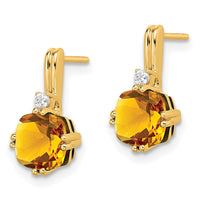 Load image into Gallery viewer, 10k Cushion Citrine and Diamond Earrings
