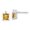 14k White Gold Princess Citrine and Diamond Earrings