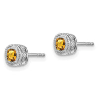 Load image into Gallery viewer, 10k White Gold Cushion Citrine and Diamond Earrings
