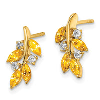 Load image into Gallery viewer, 14k Citrine and Diamond Leaf Earrings
