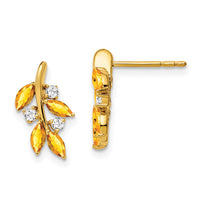 Load image into Gallery viewer, 14k Citrine and Diamond Leaf Earrings
