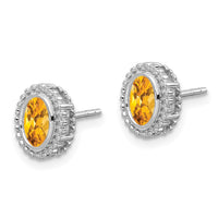 Load image into Gallery viewer, 10k White Gold Oval Citrine Post Earrings
