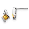 14K White Gold Cushion Citrine and Diamond Earrings