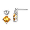 14k White Gold Citrine and Diamond Heart Earrings