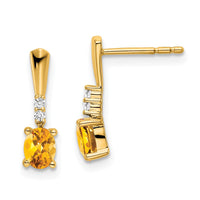 Load image into Gallery viewer, 14K Oval Citrine and Diamond Dangle Earrings

