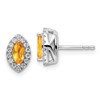 14k White Gold 1/5 carat Lab Grown Diamond VS/SI+ G+ and Citrine November Birthstone Post Earrings