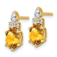 Load image into Gallery viewer, 14K Polished Diamond and Citrine Twisted Post Earrings
