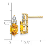 Load image into Gallery viewer, 14K Polished Diamond and Citrine Twisted Post Earrings
